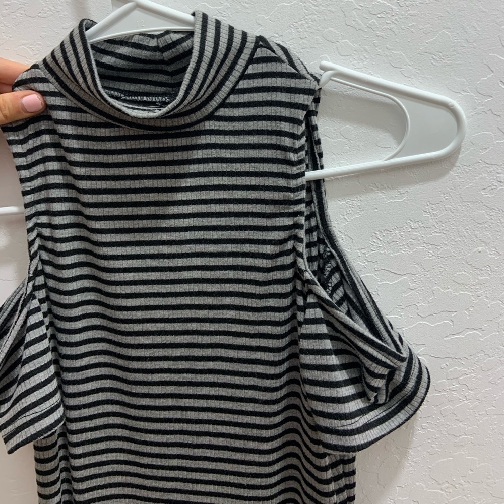 black and grey striped dress